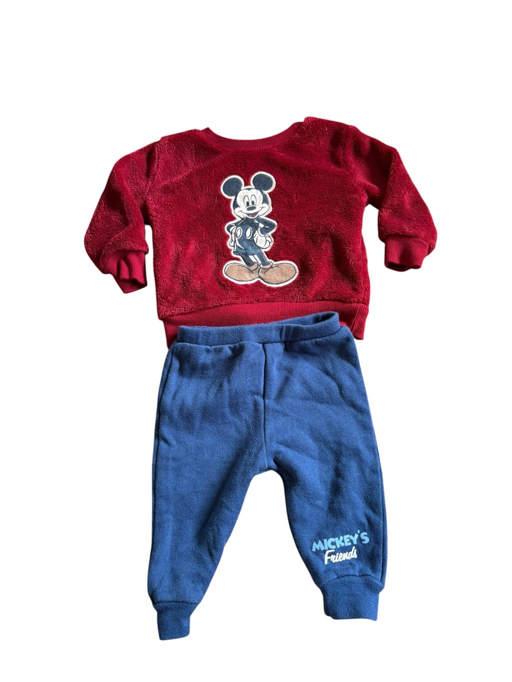 3/$25 Disney Baby Mickey Mouse Fleece Outfit Set 3-6M Red Blue Cozy Matching Set